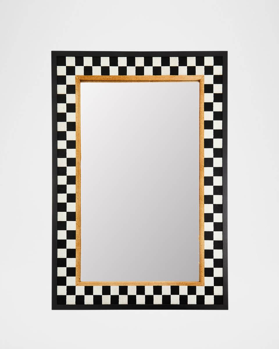 Hopscotch Check Hair on Hide Wall Mirror